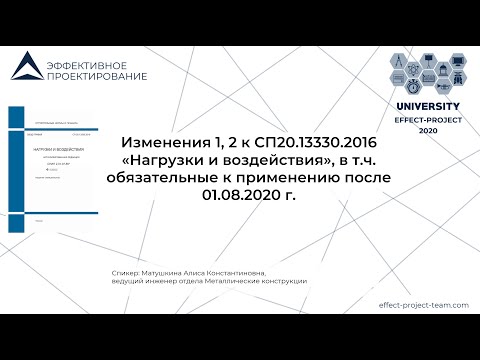 Видео: Мастер-класс Алисы Матушкиной Изменения 1, 2 в СП 20.13330.2016