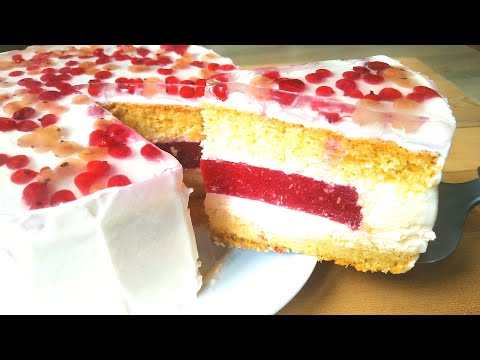 Видео: Покоряет сразу! Летный БИСКВИТНЫЙ ТОРТ с воздушным кремом и ягодным желе