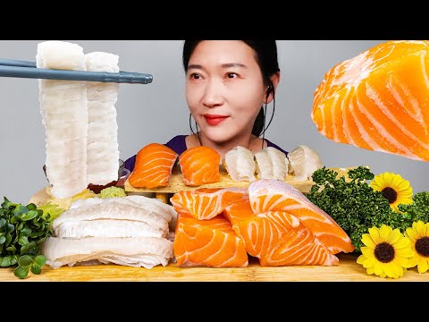 Видео: АСМР ЕДА НАРЕЗАННАЯ СЫРАЯ КАМБА И ЛОСОСЬ мукбанг ASMR MUKBANG EATING SOUNDS