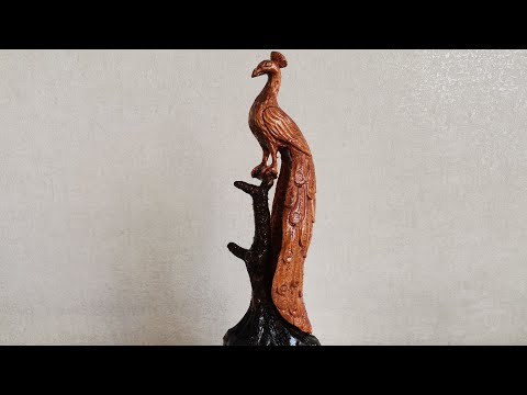 Видео: фигурка павлина (резьба по дереву) | peacock figurine made of wood