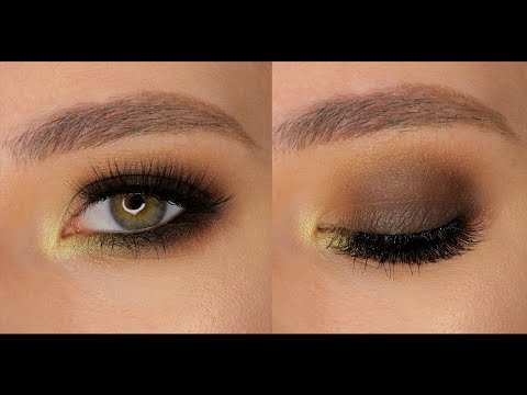 Видео: Коричневый смоки с цветным акцентом для зелёных глаз. Макияж с пигментами. Дымчатый макияж.