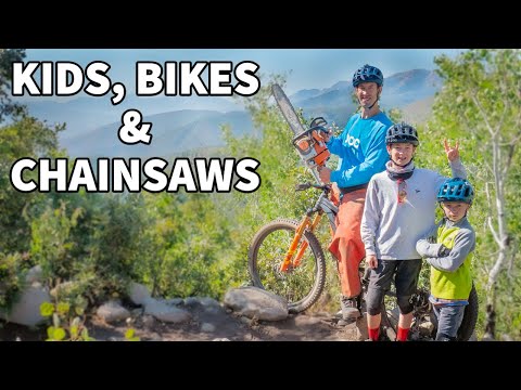 Видео: Катание на горном велосипеде с бензопилой! Расчищаем тропу после безумного шторма.