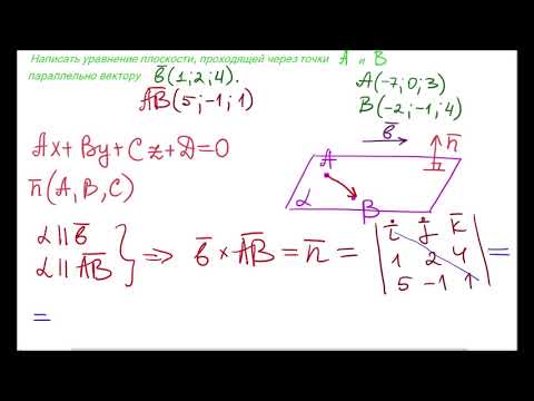 Видео: Уравнение плоскости через 2 точки параллельно вектору