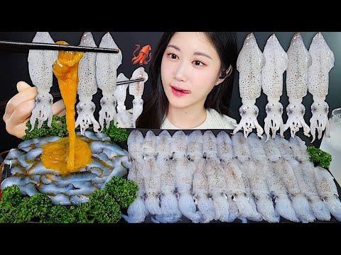 Видео: Морской Огурец И Сырой Молодой Кальмар🦑🤍 Он Очень Свежий!✨ | eating show | asmr mukbang korean