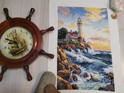 Видео: Dimensions "Rocky Point"  или скалистый берег!Готовая работа,покупки,анонс -Андрей будет вышивать)