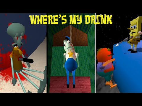 Видео: Губка Боб и Сквидвард доставляют пиццу █ Хоррор игра "Где моя выпивка" – полное прохождение █