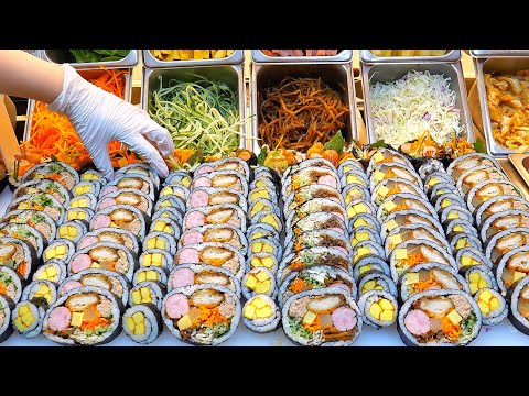 Видео: Как приготовить Kimbap Gimbap удивительного размера - корейская уличная еда