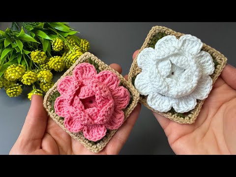 Видео: Как связать объемный цветок крючком за 10 минут