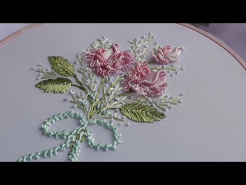 Видео: Розы фриволите. Бразильская вышивка. Простой пошаговый урок по вышивке цветов.