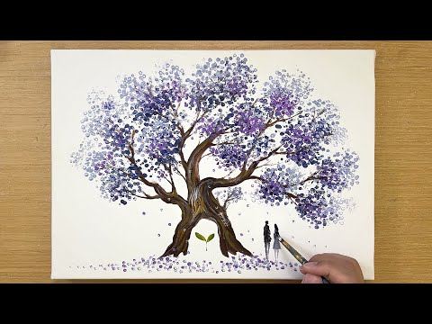 Видео: Как легко нарисовать дерево | Техника рисования ватными палочками | Быстрая роспись