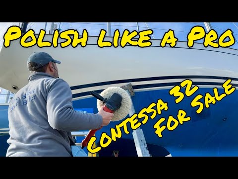 Видео: Полировка гелькоута на Contessa 32 1984 года + Boat Tour — уже в продаже