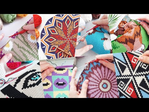 Видео: 11 минут жаккарда крючком / 11 min of tapestry crochet