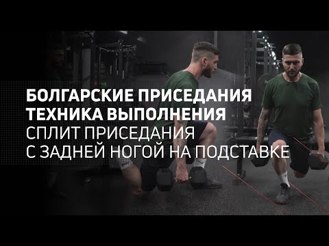 Видео: Болгарские приседания | Техника выполнения | Сплит приседания с задней ногой на подставке