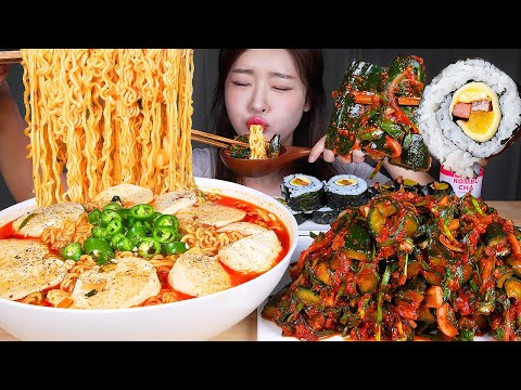Видео: ASMR MUKBANG | Домашнее острое кимчи с огурцами 🔥 Острый мягкий рамэн с тофу и сырным кимбапом