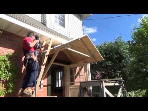Видео: Дверь с  наличником ,  козырёк ,  крыльцо .     Часть   2