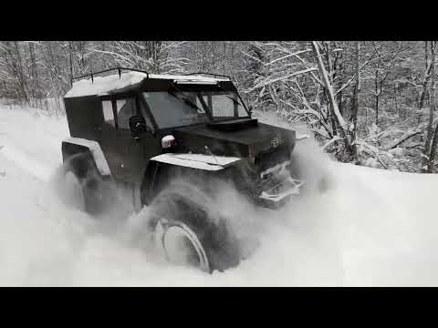 Видео: Шины Трэкол 1300х600 по снегу,  с давлением 0.09 атм.