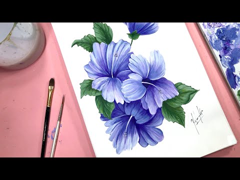 Видео: Как нарисовать красивые цветы акрилом