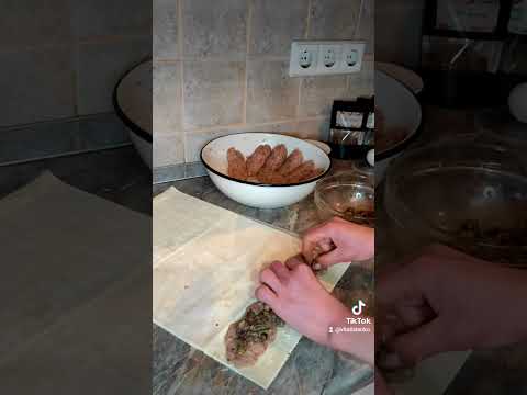 Видео: мясные трубочки с тестом фило, слоёные мясные трубочки, ролины