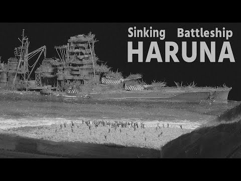 Видео: Потопление IJN Линкор Харуна 1/700 эпоксидная смола, диорама - Battleship Haruna Epoxy resin diorama