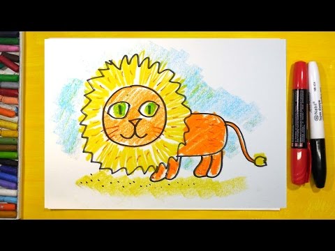 Видео: Как нарисовать Льва, Урок рисования для детей от 3 лет