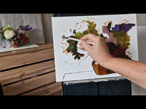 Видео: Осенний букетик. Живопись маслом.