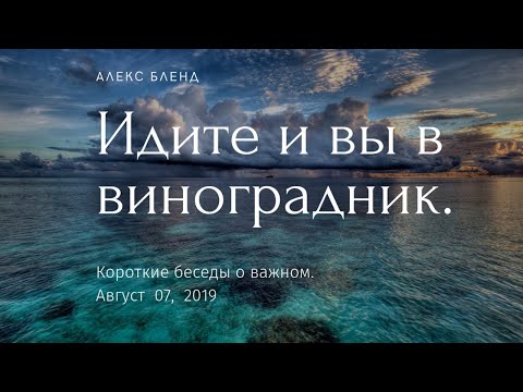 Видео: Идите и вы в виноградник. Короткая беседа.