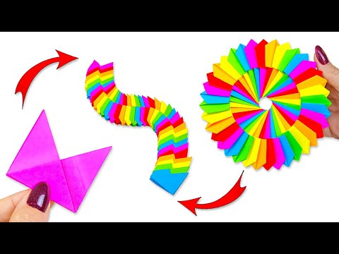 Видео: Радужная бумажная игрушка Антистресс трансформер | Поделки из бумаги | Оригами без клея