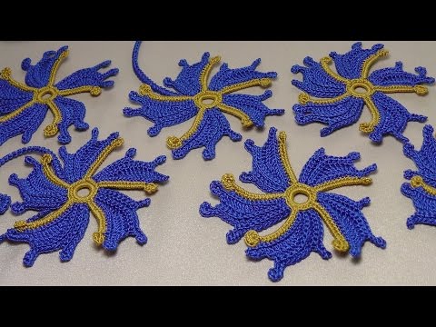 Видео: Вязание цветка для наборного ирландского кружева.Урок вязания крючком.