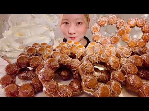 Видео: ASMR Запеченный шоколадный Пон де Ринг 【русские субтитры】【Mukbang/ Eating Sounds】