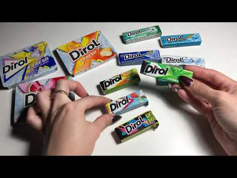 Видео: ASMR chewing gum, АСМР дегустация жвачек DIROL, жвачка АСМР, шёпот, чавканье