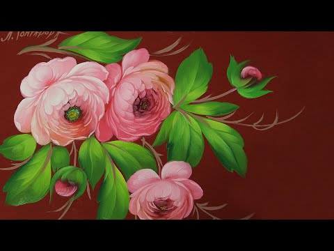 Видео: Как нарисовать Пионы. Большой мастер-класс по Жостовской росписи от Ларисы Гончаровой