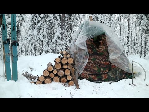 Видео: Мороз, палатка и печка.