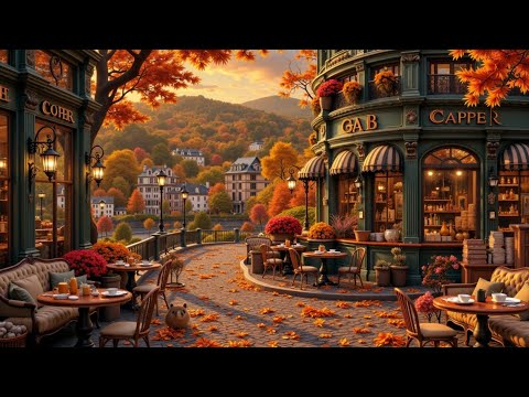 Видео: Расслабьтесь под осенний джаз 🍁 Атмосфера уличной кофейни, идеально для учебы и сосредоточения