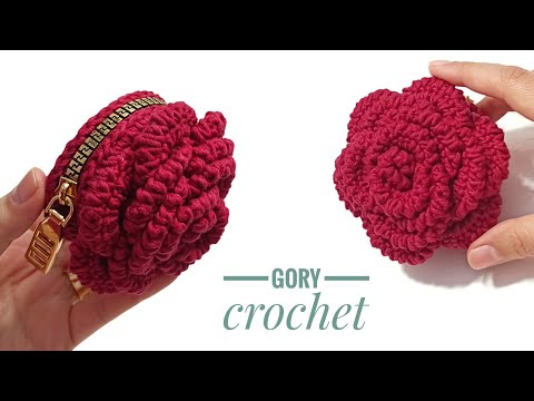Видео: محفظه كروشيه علي شكل زهرة الجوري crochet wallet/Dompet rajutan/Кошелек крючком/ Cartera de ganchillo