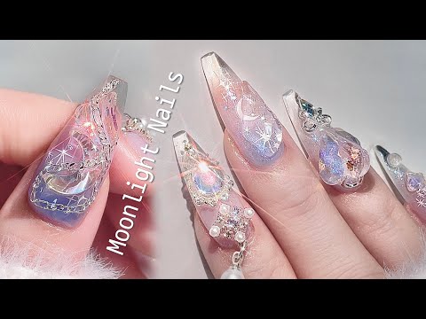 Видео: Мечтательные лунные ногти🌙✨ Легкий градиент💗 Гелевое наращивание/Нейл-арт АСМР