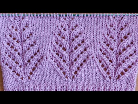 Видео: "Ажурный лист " Красивый узор спицами для жилета, туники, кардигана.