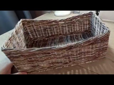 Видео: МК. Прямоугольная коробка "Обшарпе" из бумажной лозы. Часть 1. #67(1)