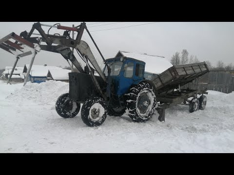 Видео: Мтз-50. Борьба со снегом! завозим на тракторе дрова.