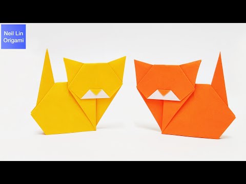 Видео: Оригами КОШКА из бумаги - Оригами КОТИК из бумаги