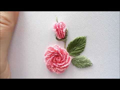 Видео: МК. Вышивка бутона розы. Способ 3. Rose bud embroidery. Method 3.