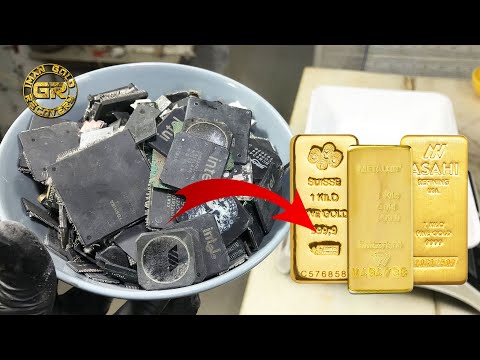 Видео: Извлечение золота из 800 г компьютерных чипов | Как восстановить золото из компьютерных чипов
