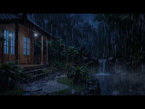 Видео: Сильный ночной дождь в традиционном доме 🌲 ASMR для сна