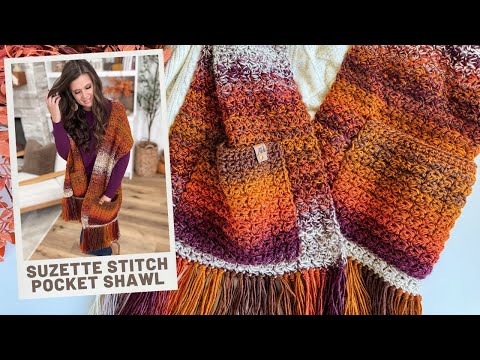 Видео: Узор для вязания крючком объёмной шали с карманами в стиле сюзетт | Простой и уютный урок по вяза...