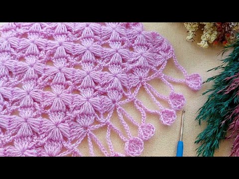 Видео: Потрясающая 💯👍 модель шали из этола с крошечными звездами крючком и изготовление кисточки