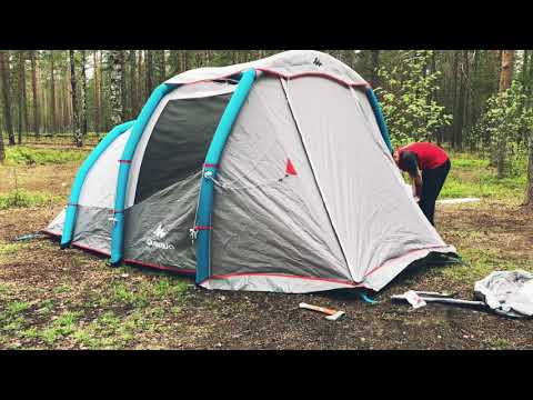 Видео: Надувная палатка Quechua AIR SECONDS FAMILY 4.1 XL