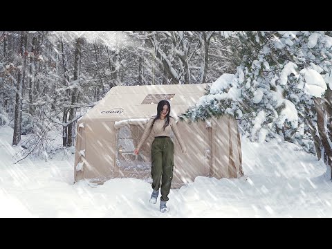 Видео: НАДУВНАЯ ПАЛАТКА КЕМПИНГ В МЕЩЕ ❄️ КЕМПИНГ ASMR