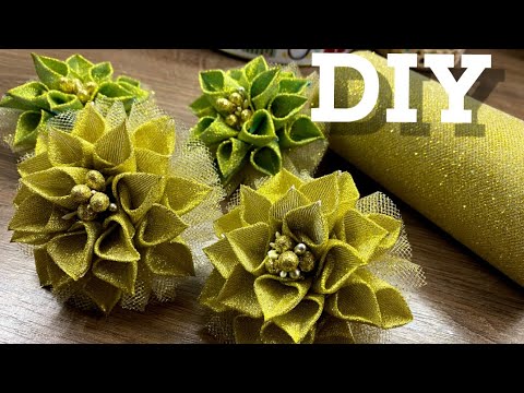 Видео: Зимние цветы❄️Ribbon Flowers❄️Beebeecraft.com