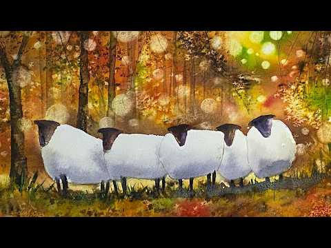 Видео: Как нарисовать овец осенью. Урок акварельной живописи