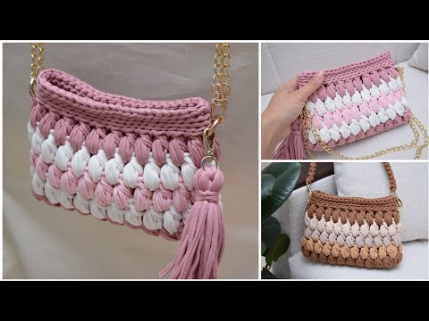 Видео: Marshmallow Handbag Crochet Pattern Зефирная сумочка Клатч Мастер-класс вязание крючком