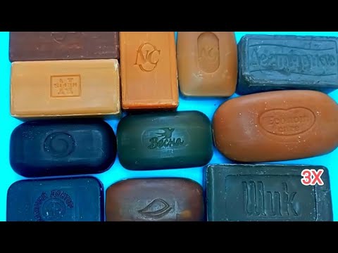 Видео: ASMR 3Х cutting dry tar soap.carving soap.резка сухого дегтярного мыло.